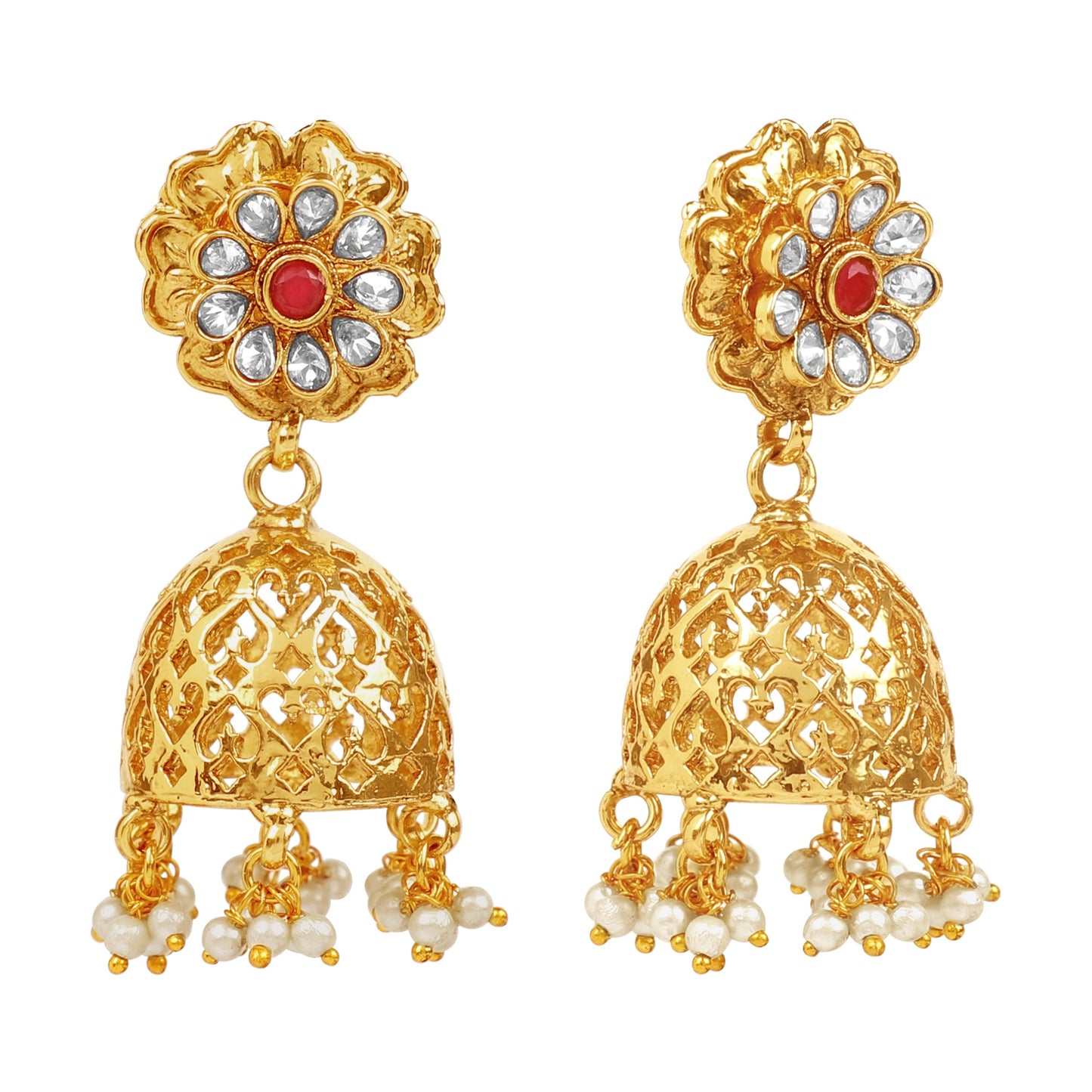 Handcrafted 18K Antique Gold Plated Pure Copper Jewellery Jhumki Earrings For Women (SJ_1731)