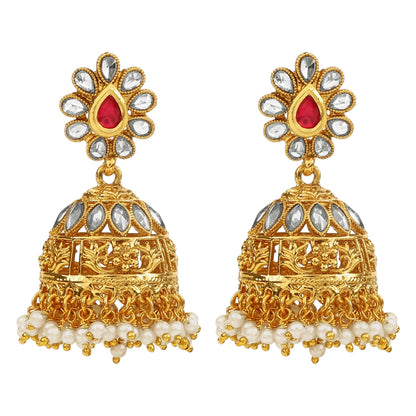 Handcrafted 18K Antique Gold Plated Pure Copper Jewellery Jhumki Earrings For Women (SJ_1734)