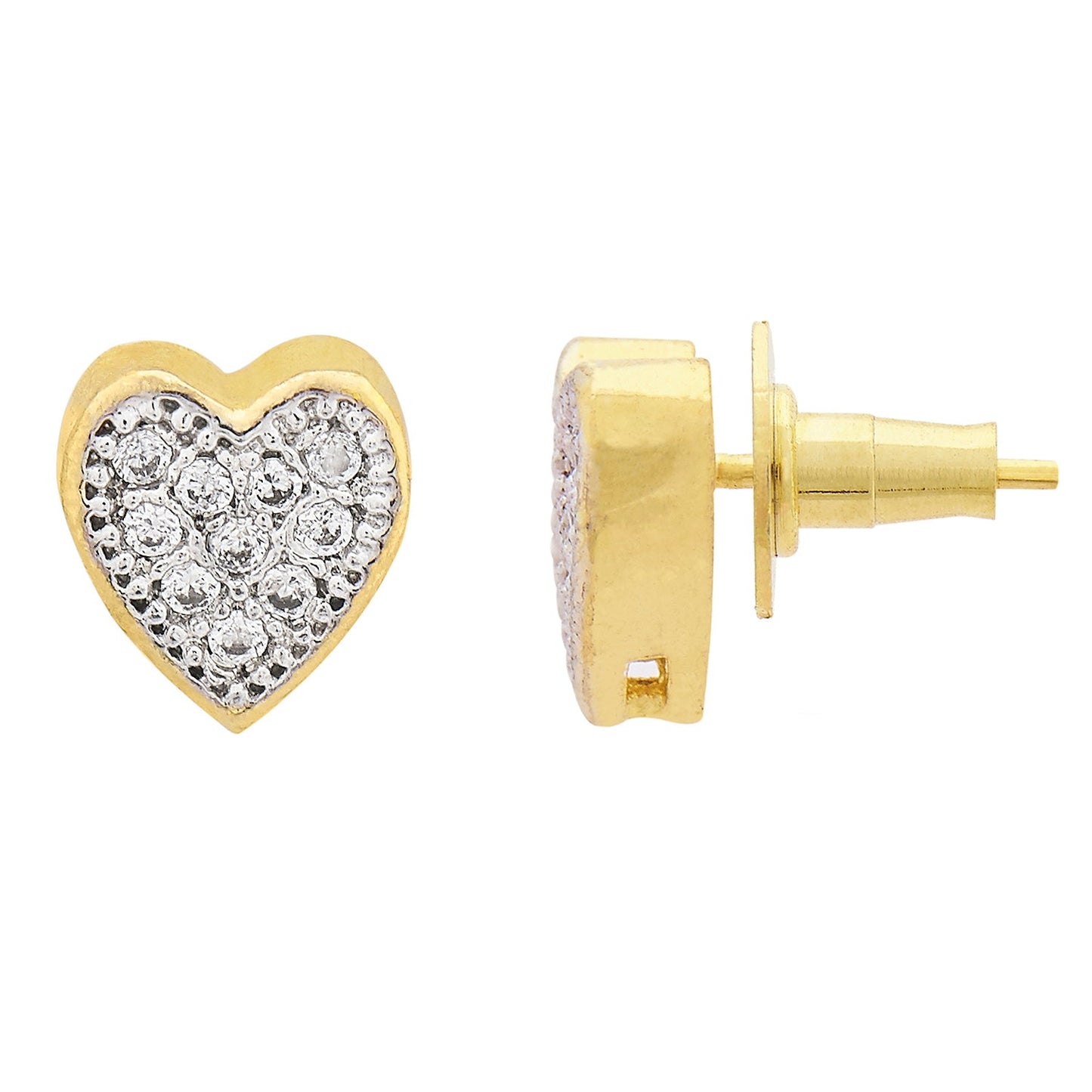 Traditional Heart shape Gold White Diamond Earring (SJ_174)