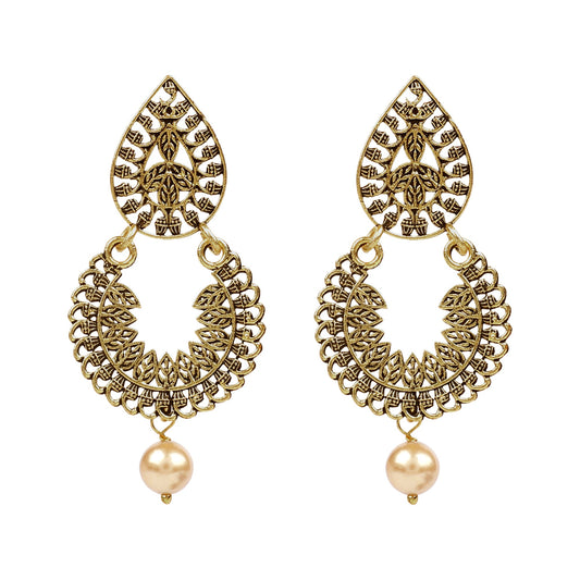 Antique Designer and Stylish Antique Gold Oxidised Chandbali Earrings for Women (SJ_1751)