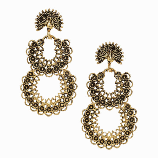 Antique Designer and Stylish Antique Gold Oxidised Chandbali Earrings for Women (SJ_1752)