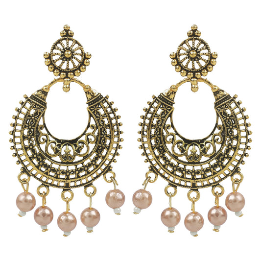 Antique Designer and Stylish Antique Gold Oxidised Chandbali Earrings for Women (SJ_1753)