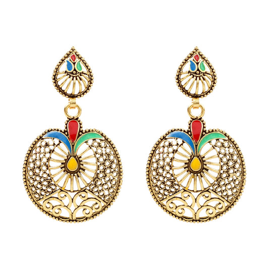 Antique Designer and Stylish Antique Gold Oxidised Chandbali Earrings for Women (SJ_1754)