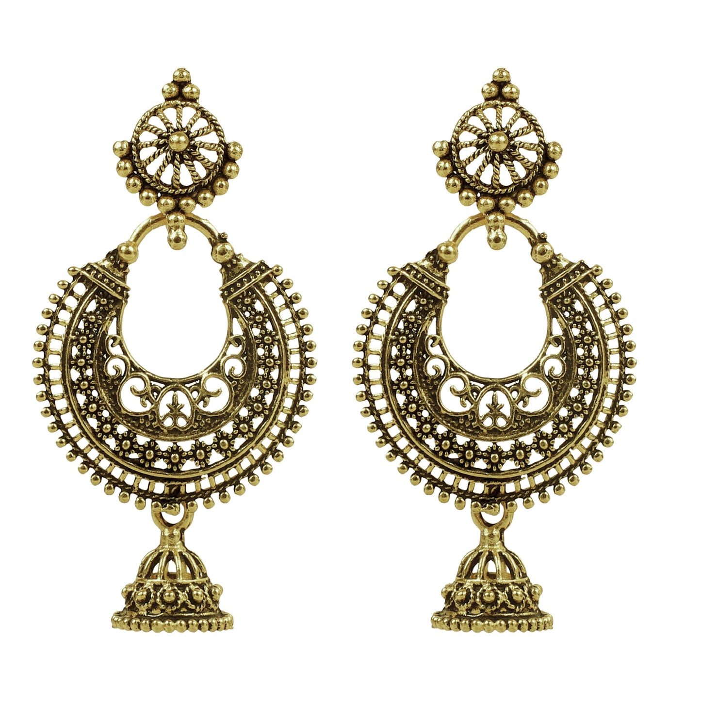 Antique Designer and Stylish Antique Gold Oxidised Chandbali Earrings for Women (SJ_1756)