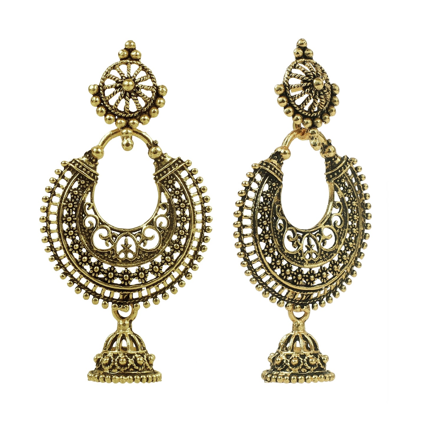 Antique Designer and Stylish Antique Gold Oxidised Chandbali Earrings for Women (SJ_1756)