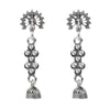 Antique Oxidised Silver Drop Earrings with Crystals for Women & Girls  (SJ_1760)