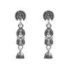 Antique Oxidised Silver Drop Earrings with Crystals for Women & Girls  (SJ_1761)