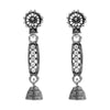Antique Oxidised Silver Drop Earrings with Crystals for Women & Girls  (SJ_1762)