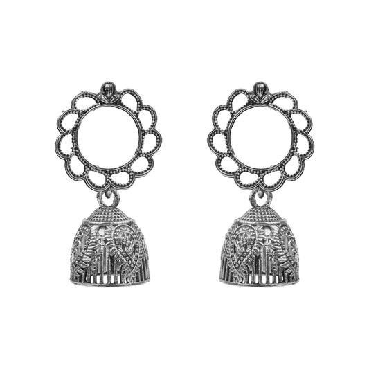 Traditional Oxidized Silver Jhumka Earrings for Women And Girls (SJ_1763)