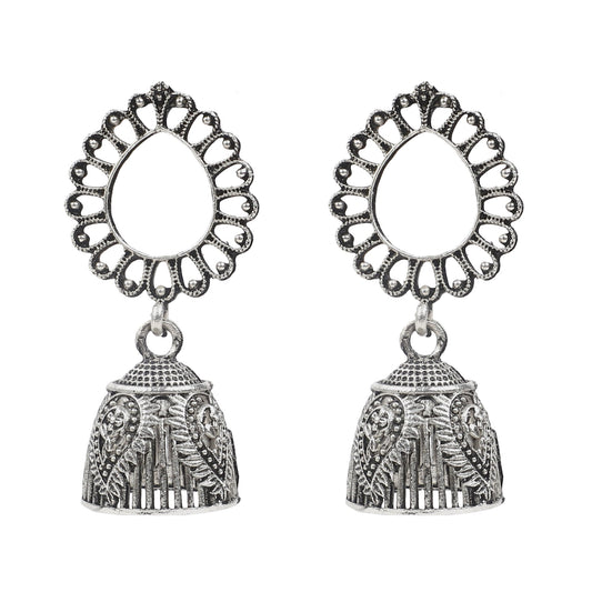 Traditional Oxidized Silver Jhumka Earrings for Women And Girls (SJ_1764)