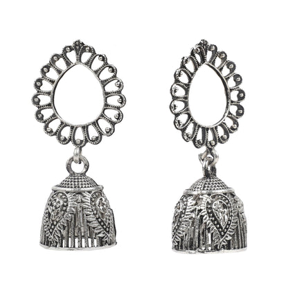 Traditional Oxidized Silver Jhumka Earrings for Women And Girls (SJ_1764)