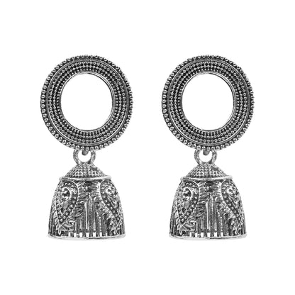 Traditional Oxidized Silver Jhumka Earrings for Women And Girls (SJ_1765)