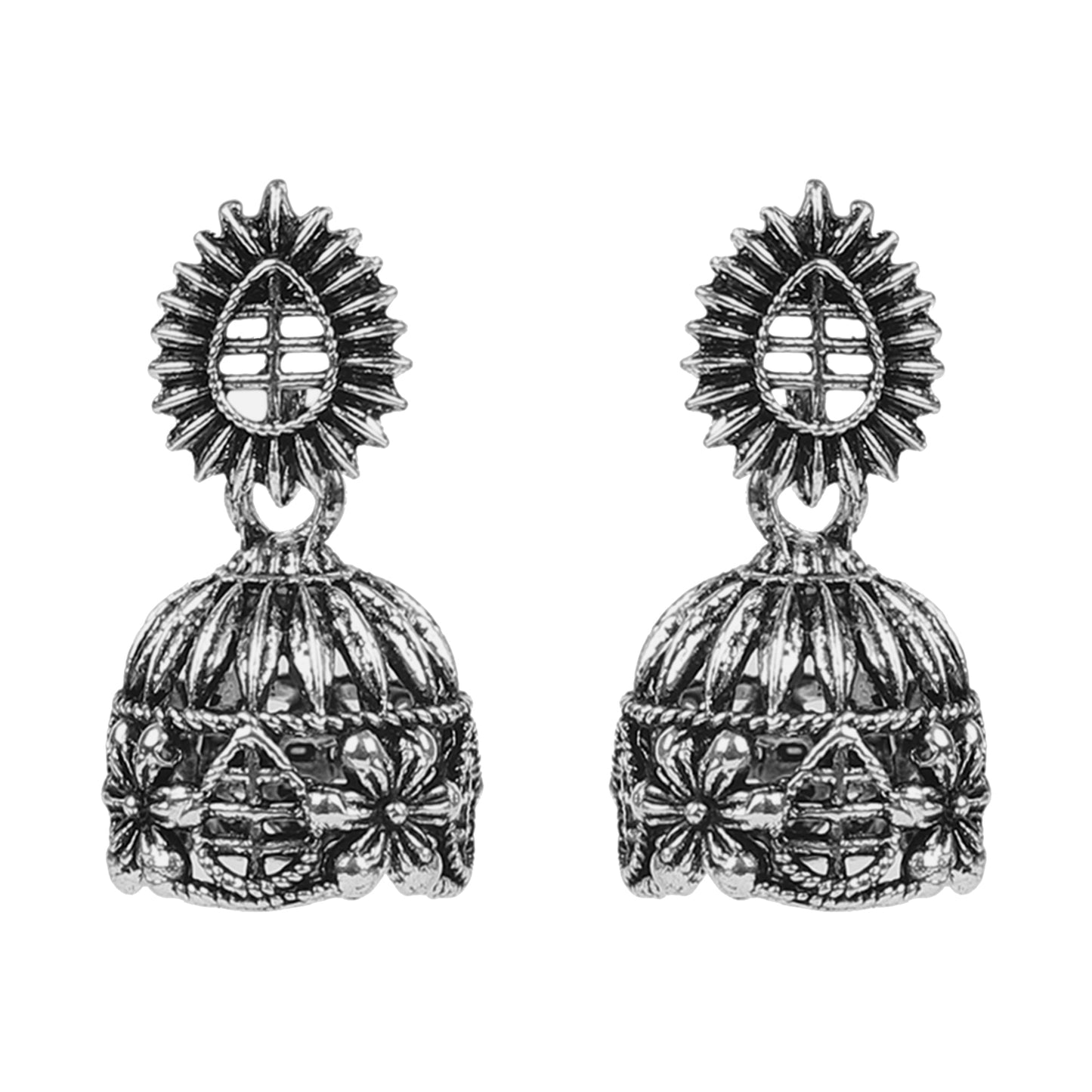 Traditional Oxidized Silver Jhumka Earrings for Women And Girls (SJ_1769)