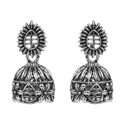 Traditional Oxidized Silver Jhumka Earrings for Women And Girls (SJ_1769)