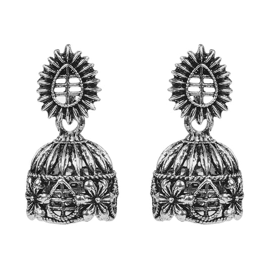 Traditional Oxidized Silver Jhumka Earrings for Women And Girls (SJ_1769)