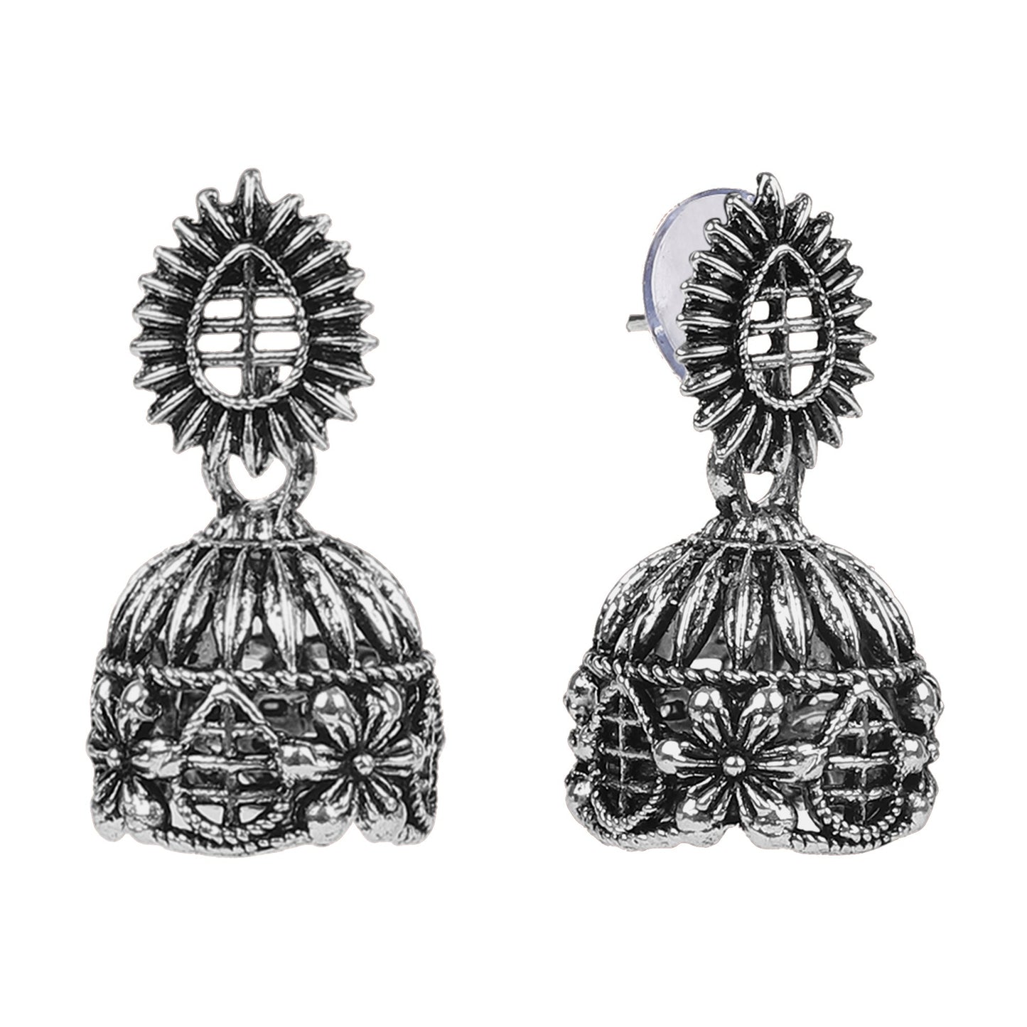 Traditional Oxidized Silver Jhumka Earrings for Women And Girls (SJ_1769)