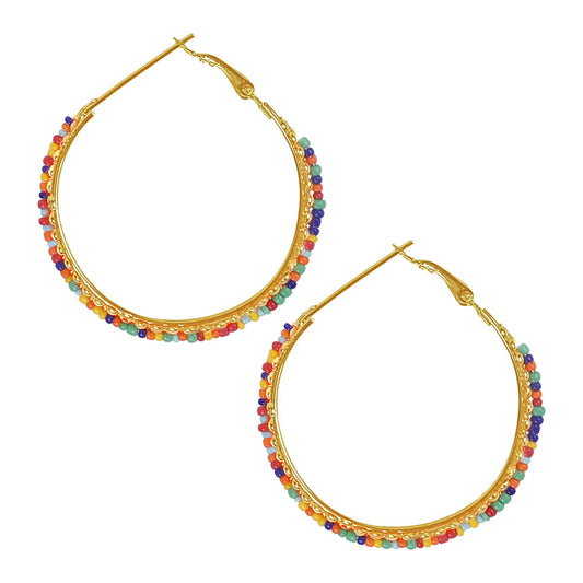 Austrian Crystal and CZ Gold Plated Stylish Designer Partywear Hoop Earrings for Women (SJ_1773_MC)