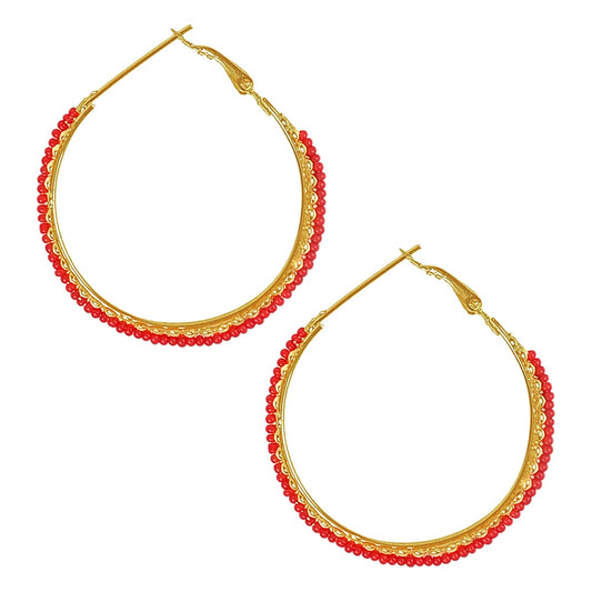 Austrian Crystal and CZ Gold Plated Stylish Designer Partywear Hoop Earrings for Women (SJ_1773_R)