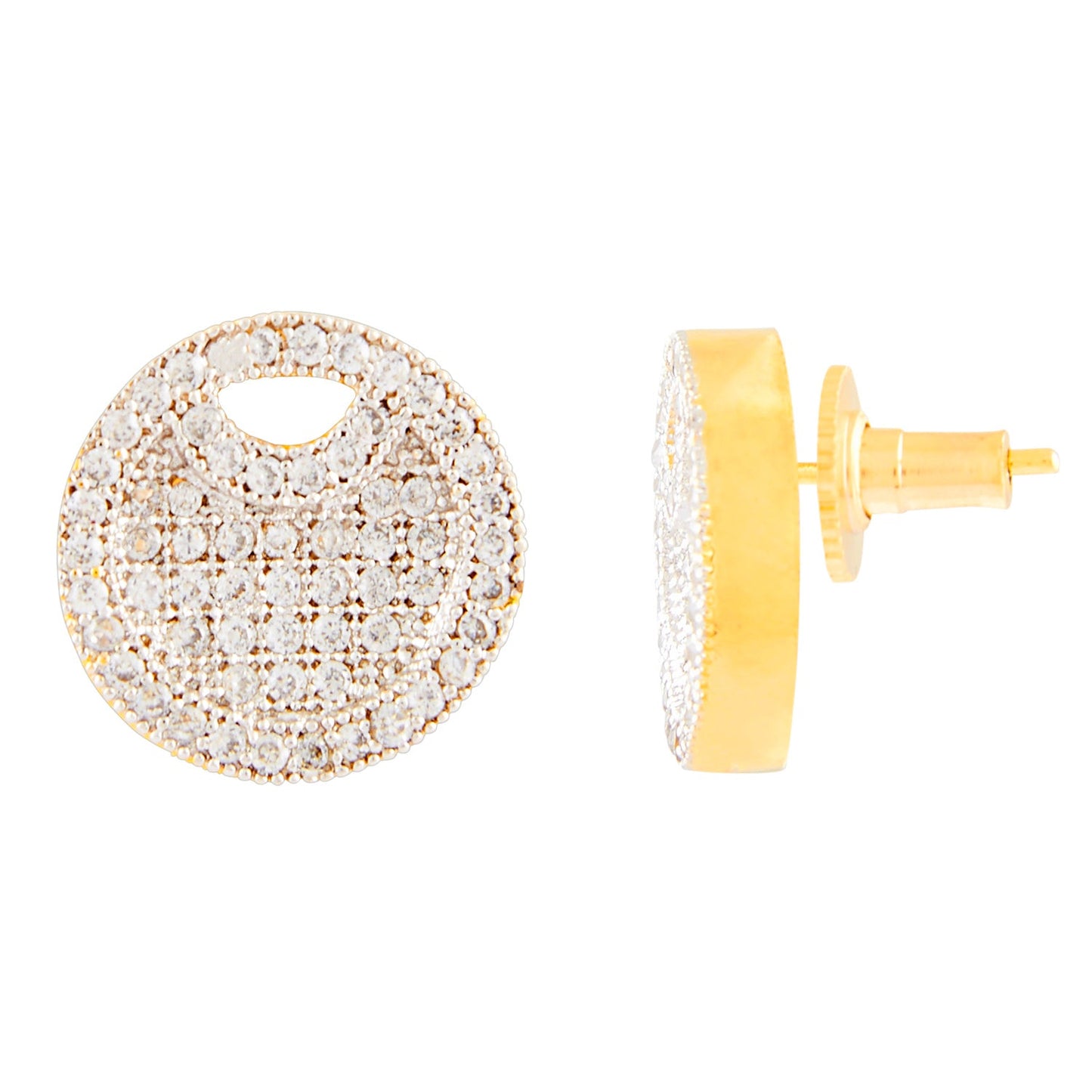 Tarditional Oval Shape Gold White Diamond Earring (SJ_177)