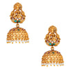 Handcrafted 18K Antique Gold Plated Kundan Polki Godess Lakshmi Temple Jewellery Jhumka Earring For Women (SJ_1780)