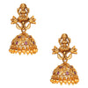 Handcrafted 18K Antique Gold Plated Kundan Polki Godess Lakshmi Temple Jewellery Jhumka Earring For Women (SJ_1782)