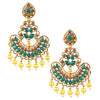 24K Gold Plated Traditional Designer Ethnic Chandbali With CZ, LCT Crystals,Kundan, Polki & Pearls Earrings for Women  (SJ_1790_G) - Shining Jewel