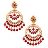 24K Gold Plated Traditional Designer Ethnic Chandbali With CZ, LCT Crystals,Kundan, Polki & Pearls Earrings for Women  (SJ_1794_M) - Shining Jewel