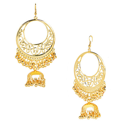 Stylish Oxidised Gold Designer Chandbali Jhumka Earring for Girls and Women (SJ_1797)