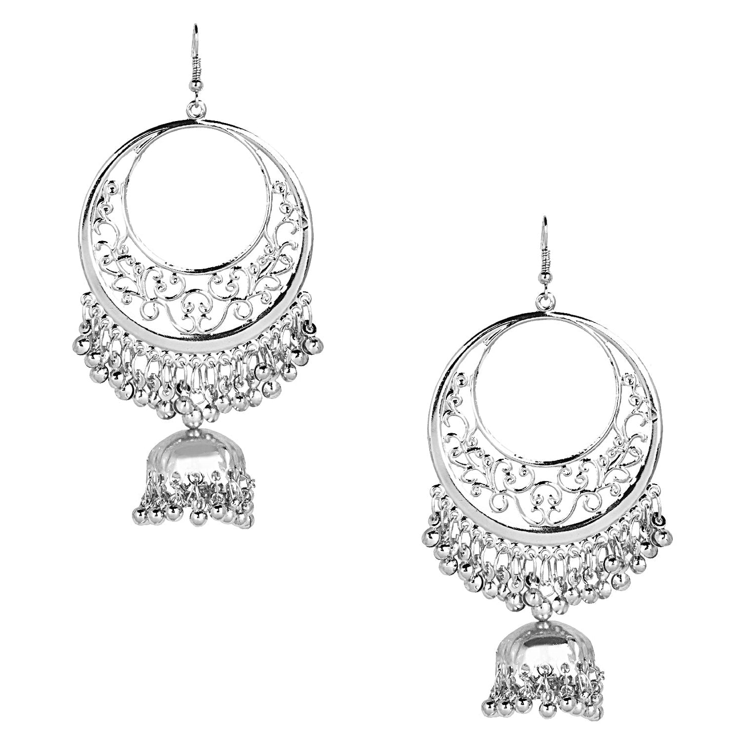 Stylish Oxidised Slver Designer Chandbali Jhumka Earring for Girls and Women (SJ_1798)