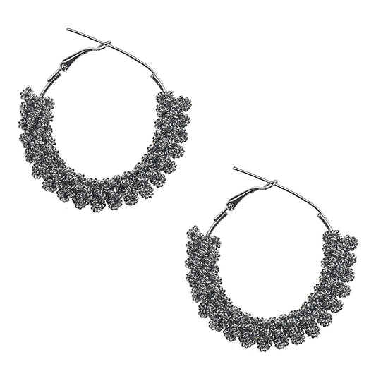 Oxidised Silver Plated Hoop Earrings for Women (SJ_1813)