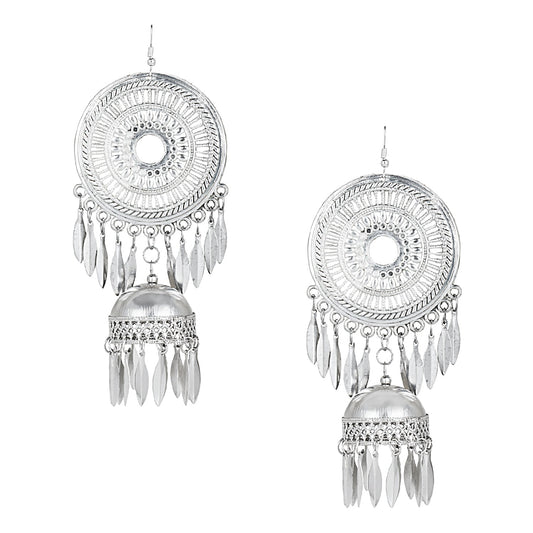 Stylish Oxidised Silver Designer Chandbali Jhumka Earring for Girls and Women (SJ_1815)