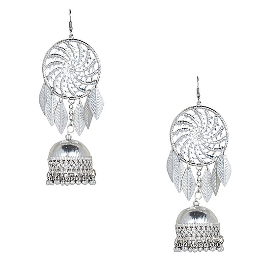 Stylish Oxidised Silver Designer Chandbali Jhumka Earring for Girls and Women (SJ_1816)