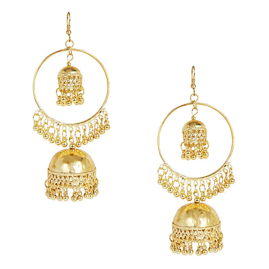 Oxidised Gold Multilayered Stylish Chandelier Jhumka Earring for Girls and Women (SJ_1817)