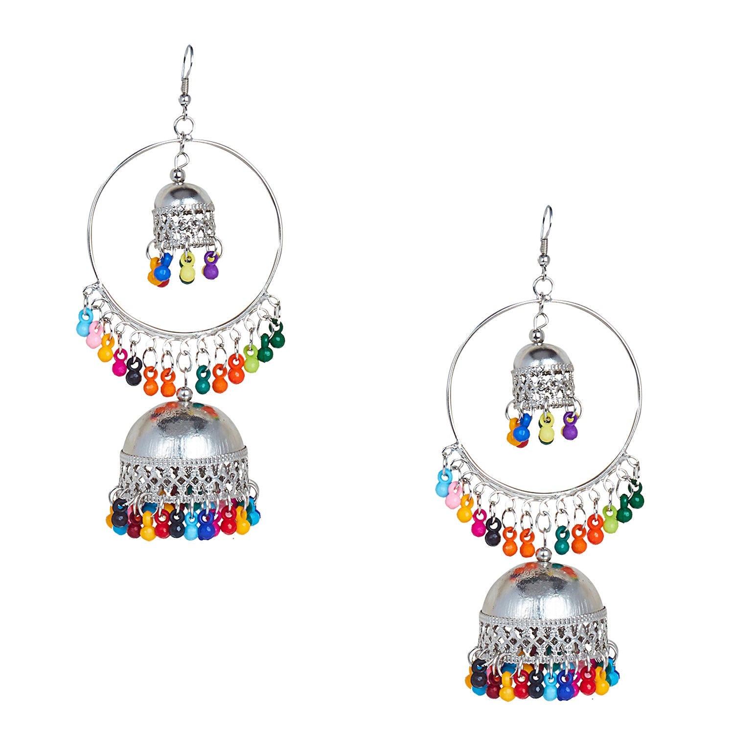 KAIRA Jhumka Earrings- Multicolor Oxidised Earrings - chamakstore.com