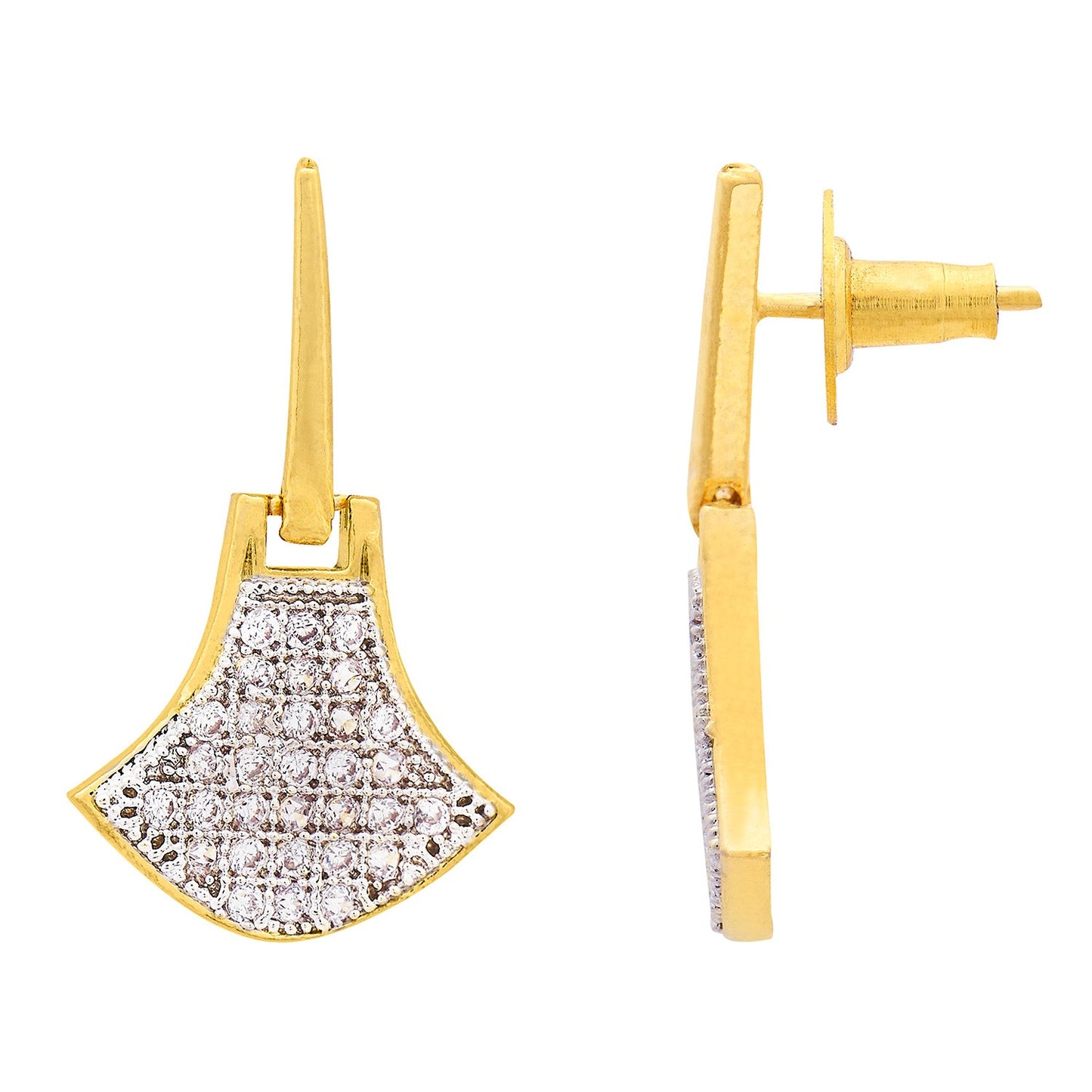 Traditional Gold White Diamond Earring (SJ_181)