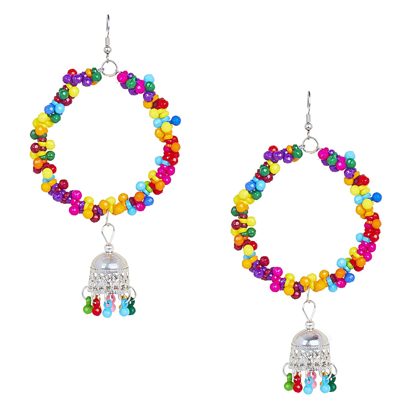 Oxidised Silver Multicolor Stylish Chandelier Jhumka Earring for Girls and Women (SJ_1820)