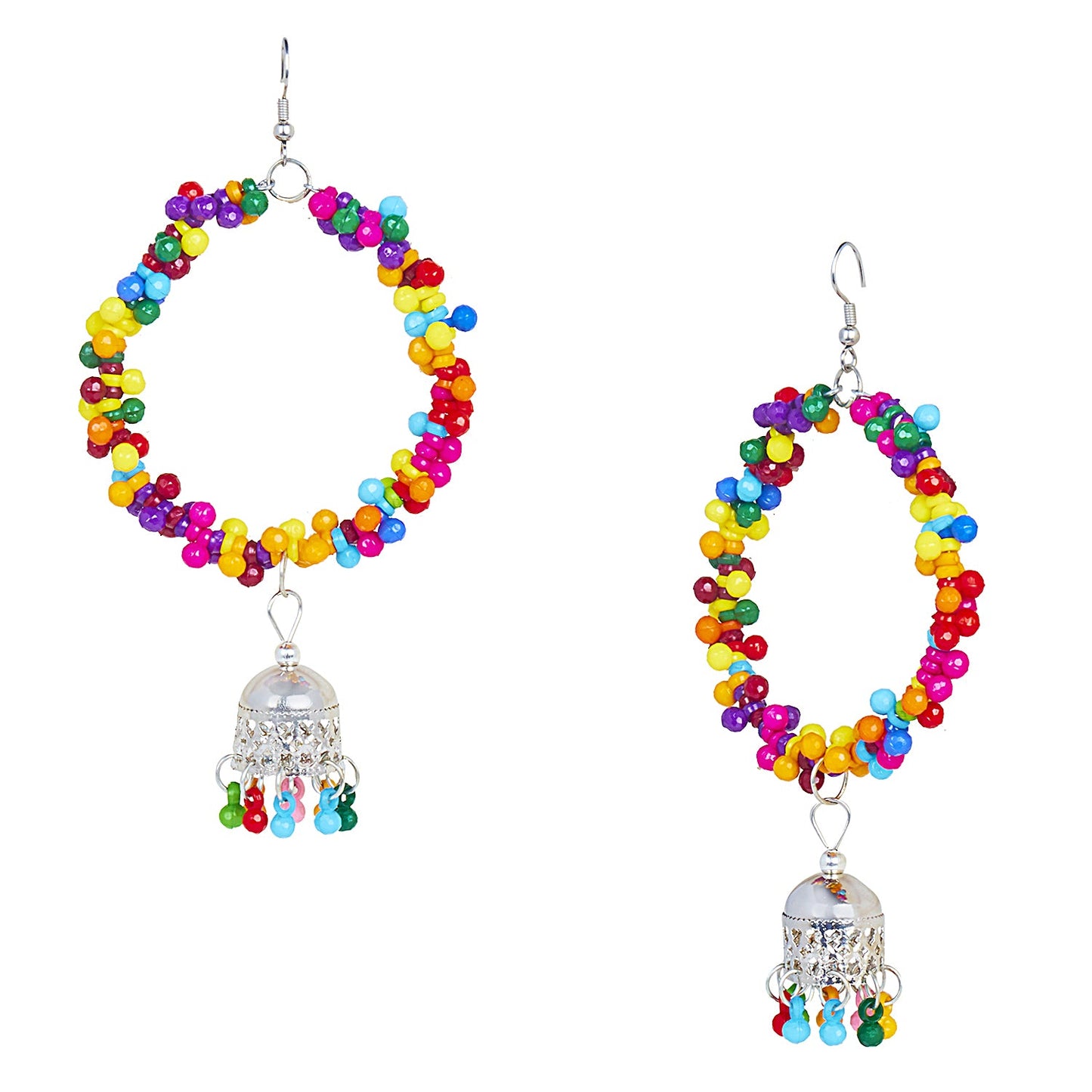 Oxidised Silver Multicolor Stylish Chandelier Jhumka Earring for Girls and Women (SJ_1820)