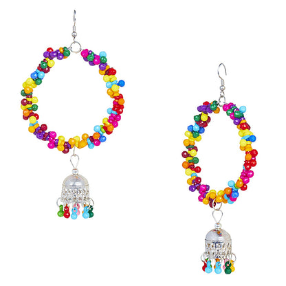 Oxidised Silver Multicolor Stylish Chandelier Jhumka Earring for Girls and Women (SJ_1820)