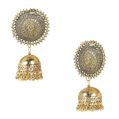 Oxidised Gold Jhumka Earring for Girls and Women (SJ_1821)