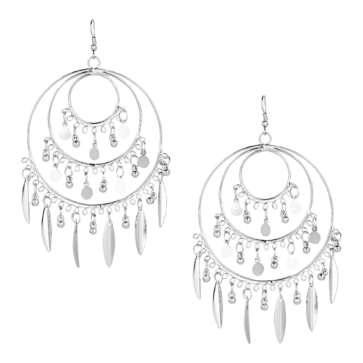 Shining Jewel Oxidised Silver Multilayered Stylish Chandelier Jhumka Earring for Girls and Women (SJ_1827)