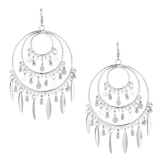 Shining Jewel Oxidised Silver Multilayered Stylish Chandelier Jhumka Earring for Girls and Women (SJ_1827)