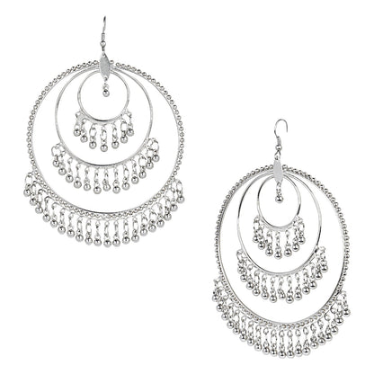 Shining Jewel Oxidised Silver Multilayered Stylish Chandelier Jhumka Earring for Girls and Women (SJ_1828)