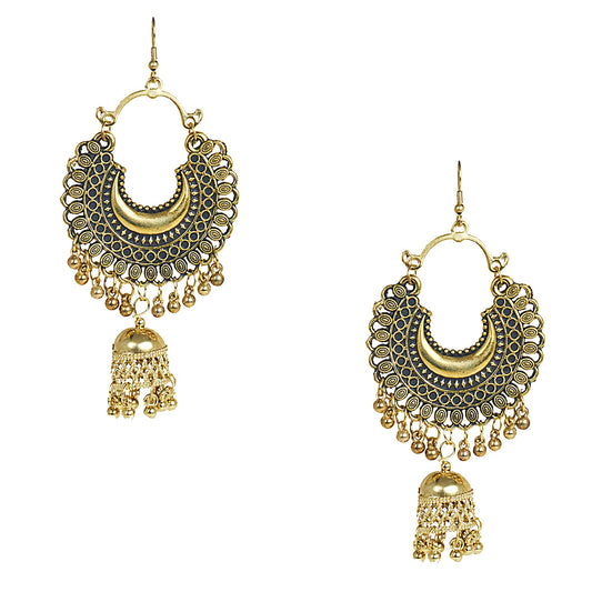 Shining Jewel Stylish Oxidised Gold Designer Chandbali Jhumka Earring for Girls and Women (SJ_1829)
