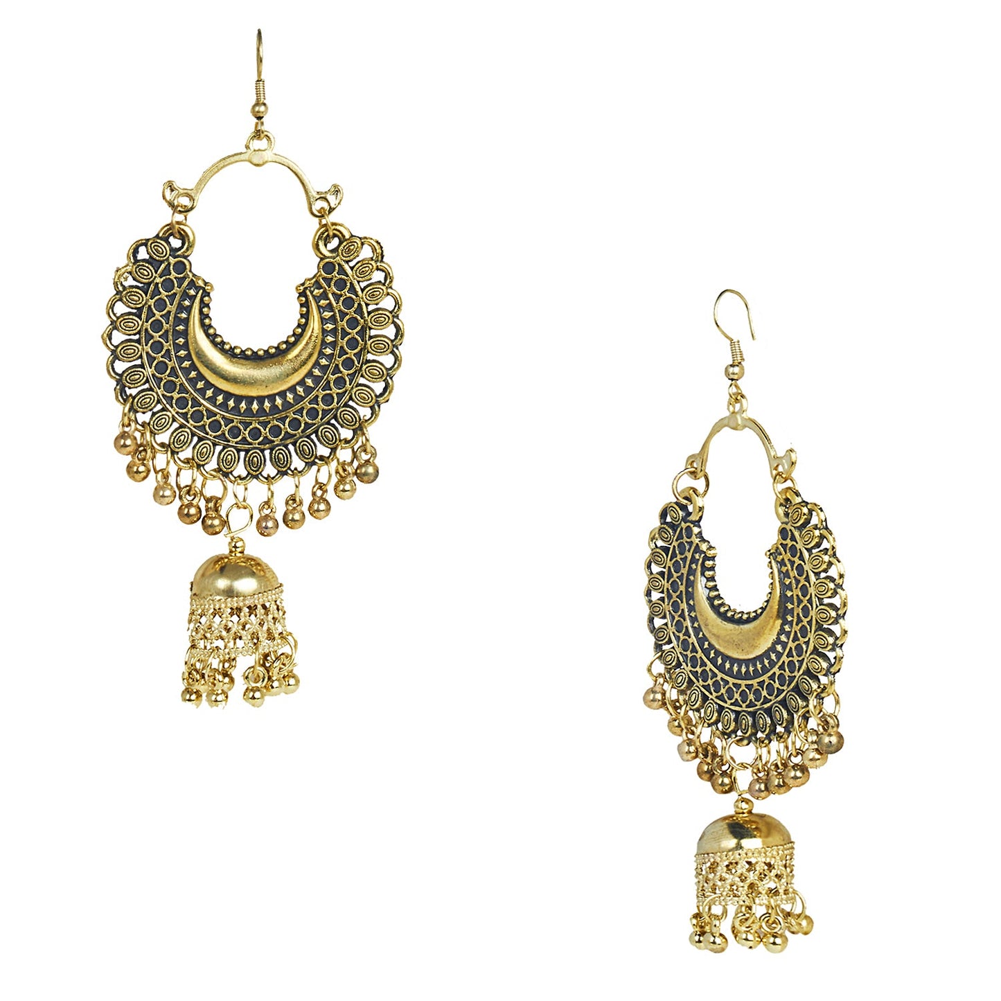 Shining Jewel Stylish Oxidised Gold Designer Chandbali Jhumka Earring for Girls and Women (SJ_1829)