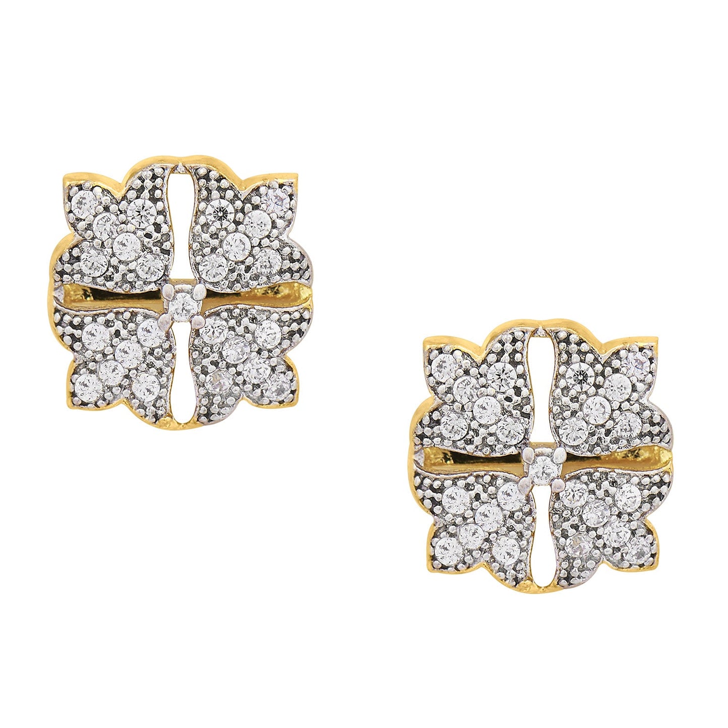 Traditional Gold Plating White Diamond Earring (SJ_182)