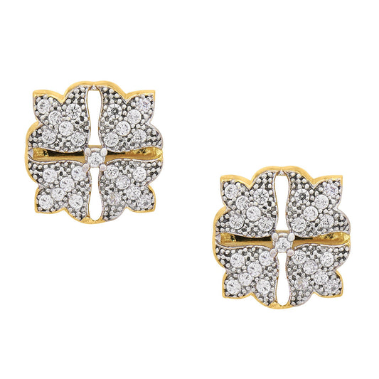 Traditional Gold Plating White Diamond Earring (SJ_182)