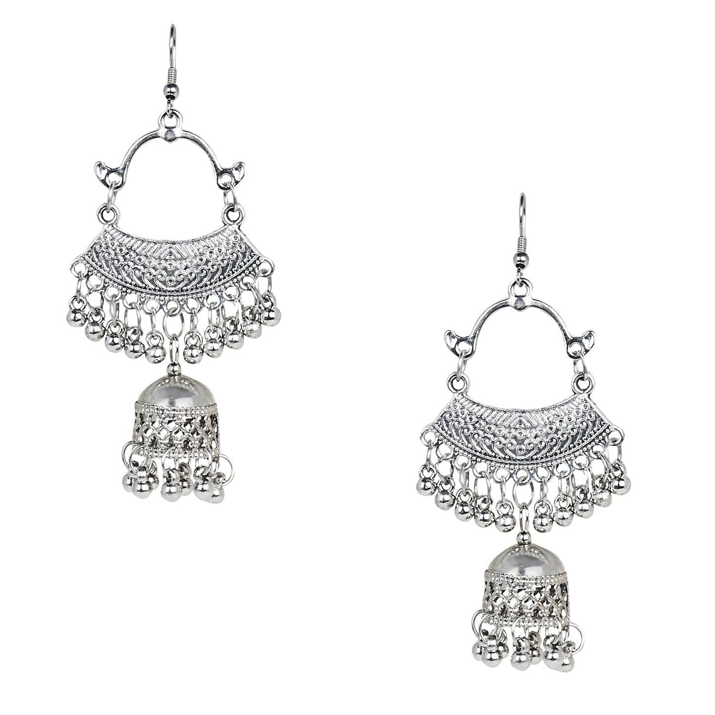 Stylish Oxidised Silver Plated Designer Chandbali Jhumka Earring for Girls and Women (SJ_1831)