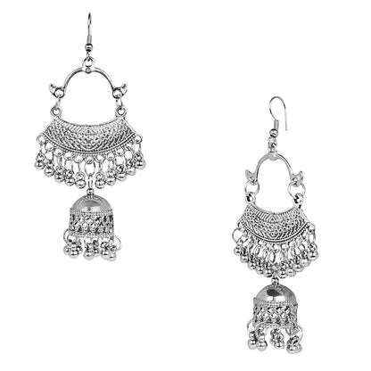 Stylish Oxidised Silver Plated Designer Chandbali Jhumka Earring for Girls and Women (SJ_1831)