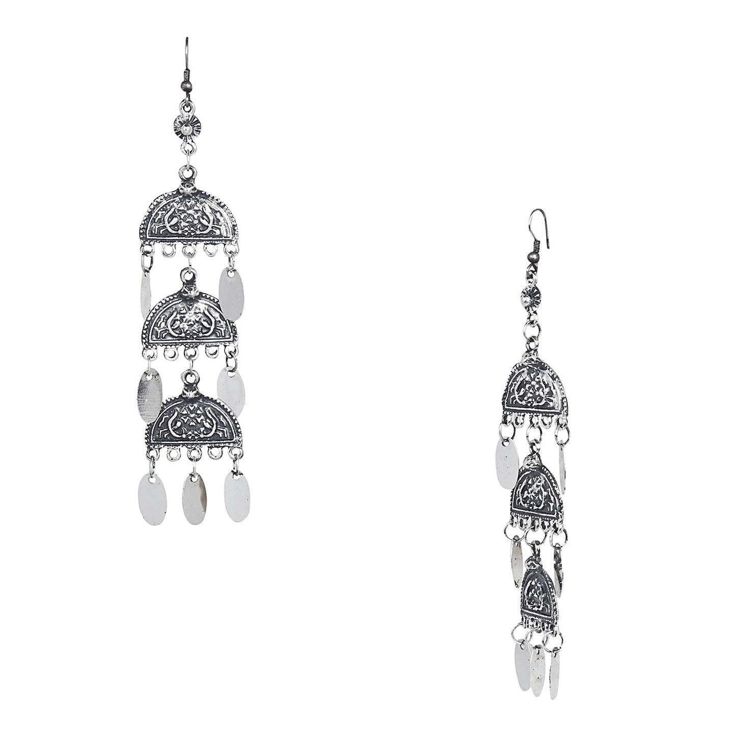 Antique Oxidised Silver Drop Earrings for Women & Girls  (SJ_1835)