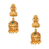 Shining Jewel Handcrafted 18K Antique Gold Plated Kundan Polki Godess Lakshmi Temple Jewellery Jhumka Earring For Women (SJ_1837)